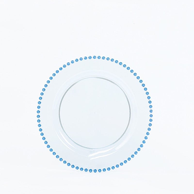 10 Round Disposable Plastic Salad and Dinner Plates with Beaded Trim