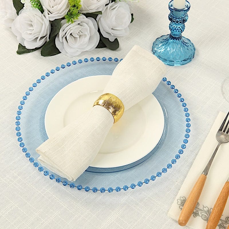 10 Round Disposable Plastic Salad and Dinner Plates with Beaded Trim