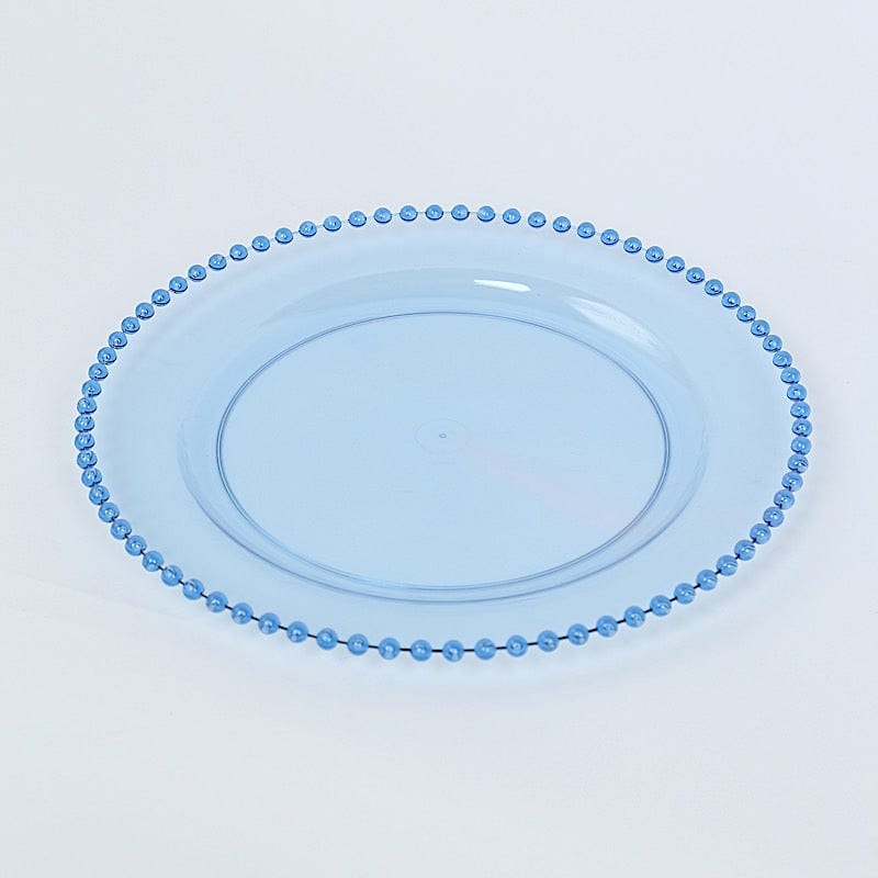 10 Round Disposable Plastic Salad and Dinner Plates with Beaded Trim