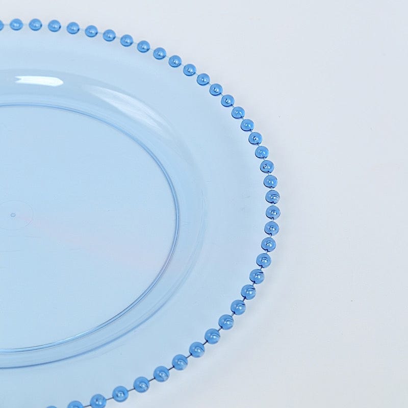 10 Round Disposable Plastic Salad and Dinner Plates with Beaded Trim