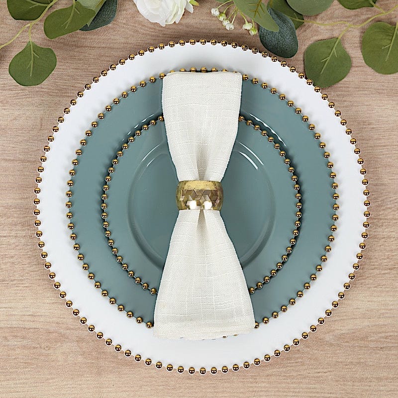 10 Round Disposable Plastic Salad and Dinner Plates with Beaded Trim