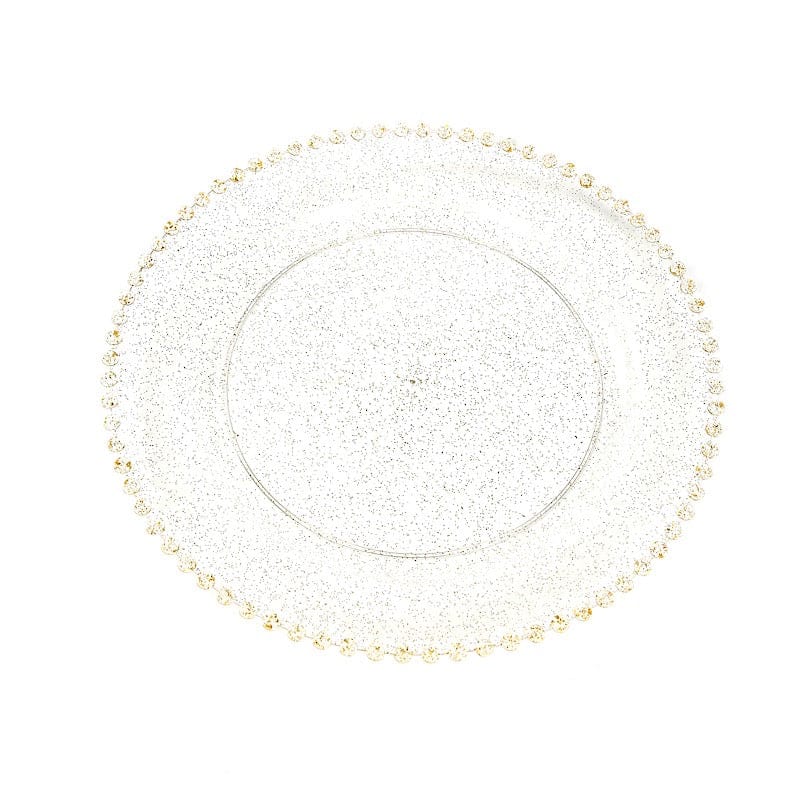 10 Round Disposable Plastic Salad and Dinner Plates with Beaded Trim