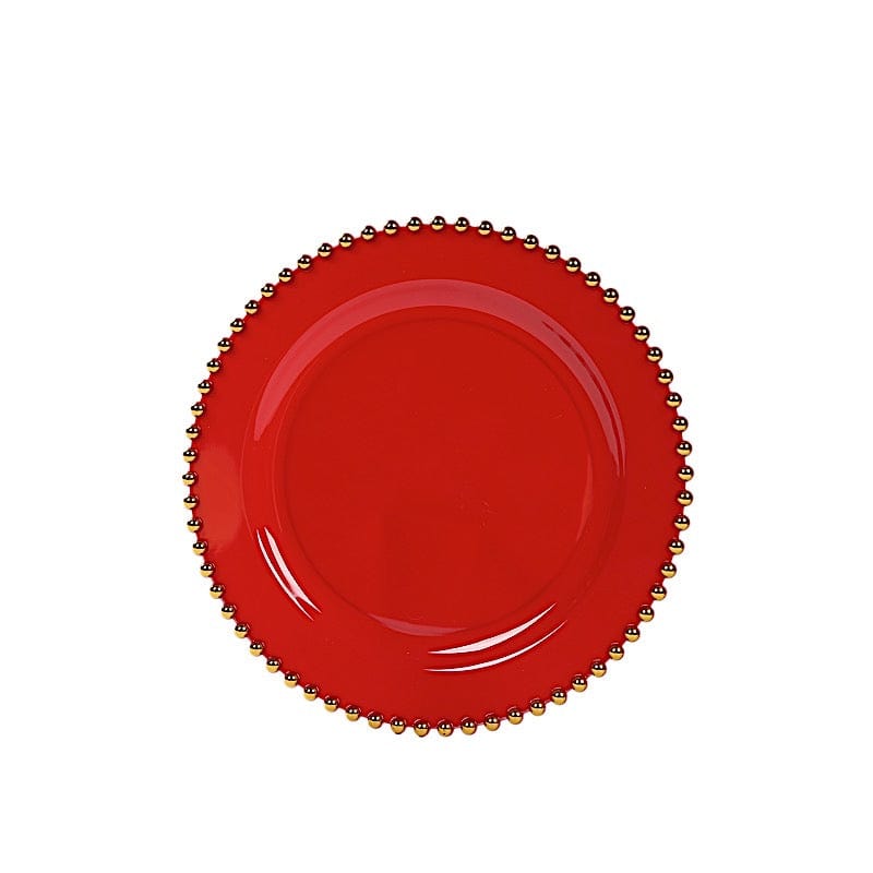 10 Round Disposable Plastic Salad and Dinner Plates with Beaded Trim