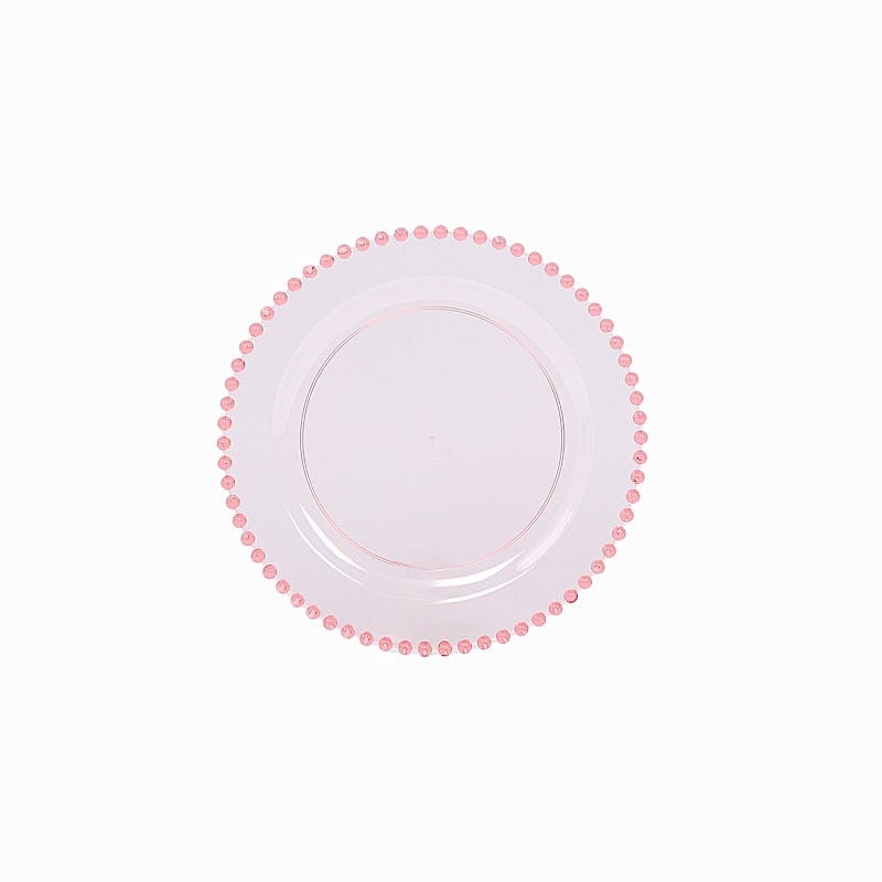 10 Round Disposable Plastic Salad and Dinner Plates with Beaded Trim