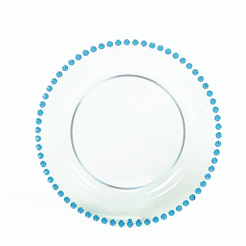 10 Round Disposable Plastic Salad and Dinner Plates with Beaded Trim