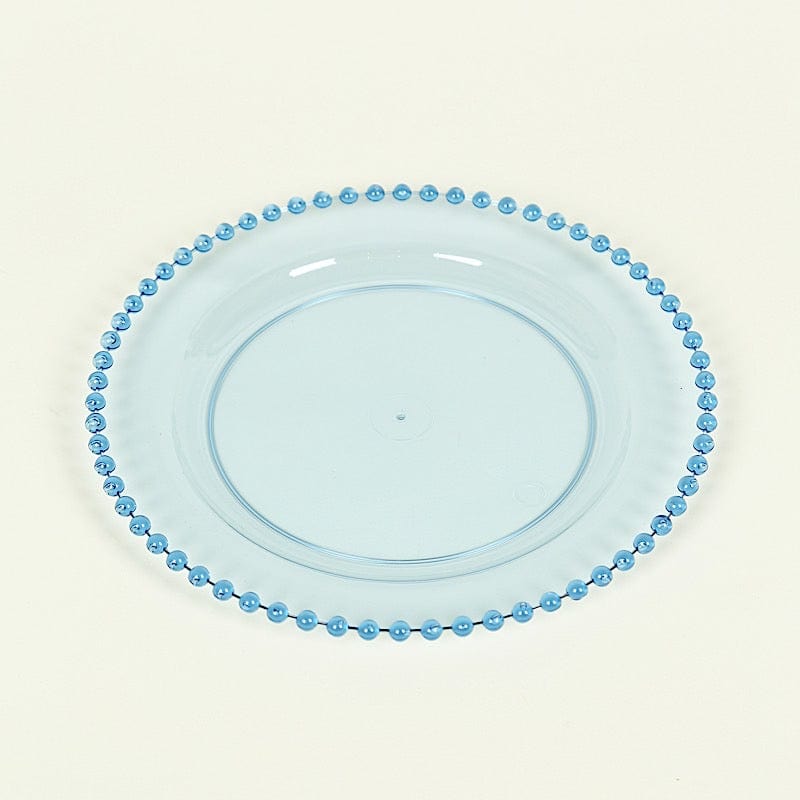 10 Round Disposable Plastic Salad and Dinner Plates with Beaded Trim