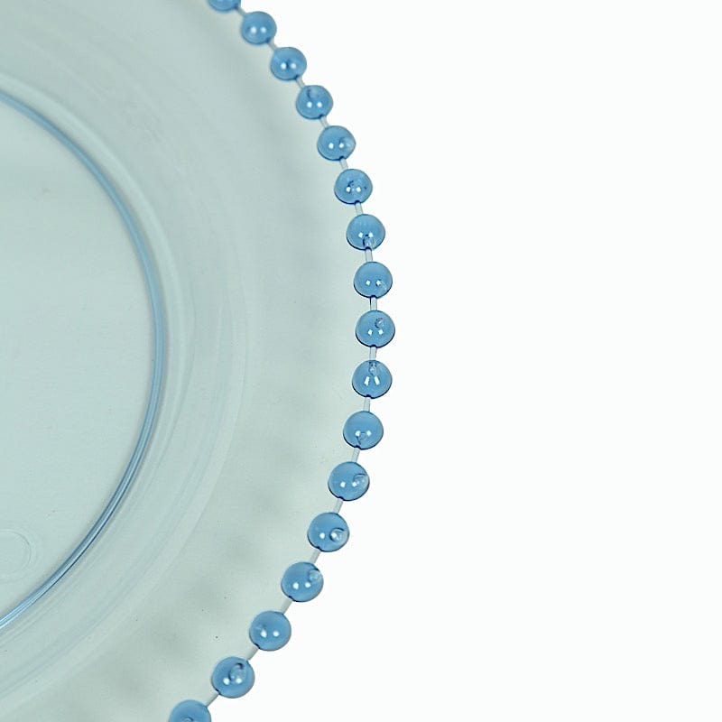 10 Round Disposable Plastic Salad and Dinner Plates with Beaded Trim