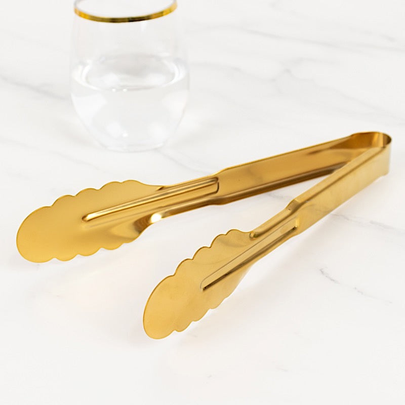 10 Metal 9.5 in Serving Tongs with Scalloped Edge