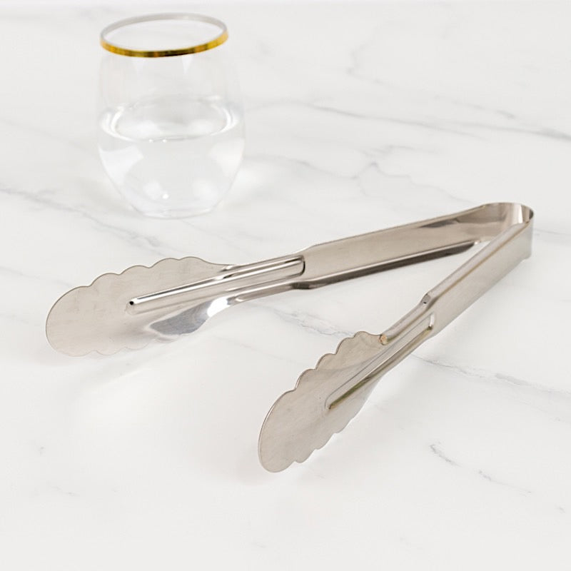 10 Metal 9.5 in Serving Tongs with Scalloped Edge