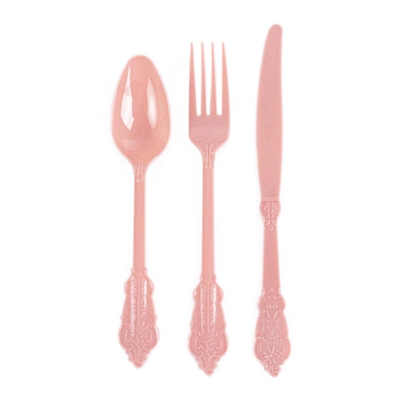 72 Disposable Plastic Cutlery Baroque Style Spoons Forks and Knives Set