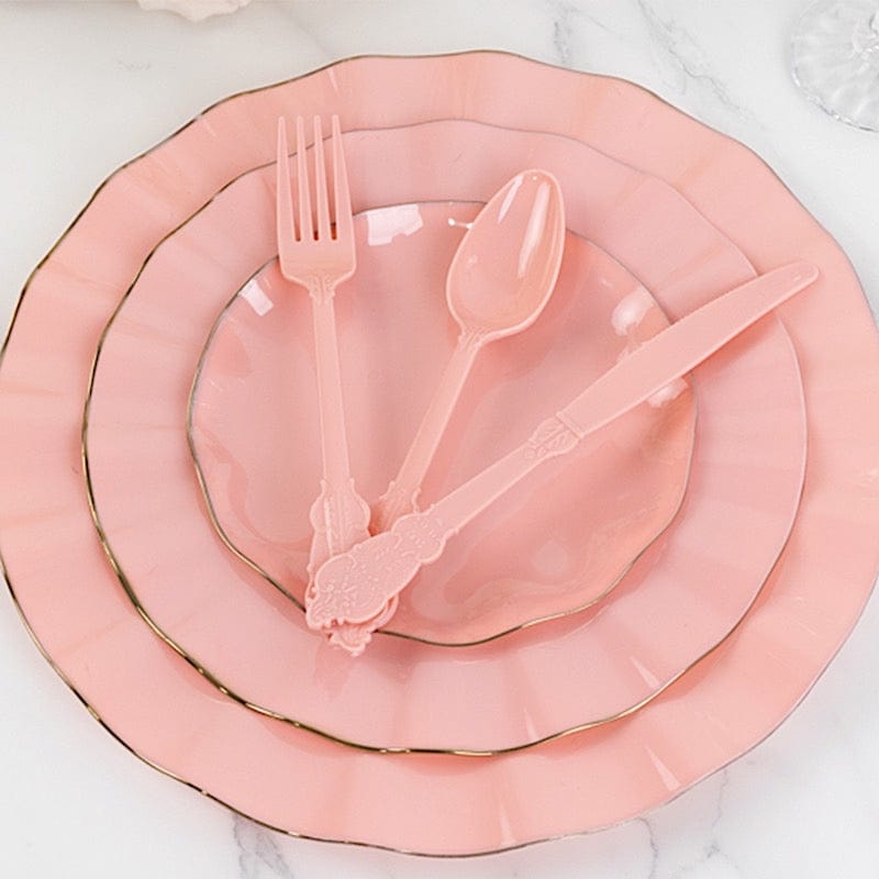 72 Disposable Plastic Cutlery Baroque Style Spoons Forks and Knives Set