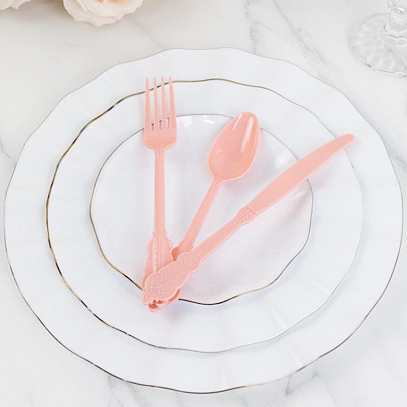 72 Disposable Plastic Cutlery Baroque Style Spoons Forks and Knives Set