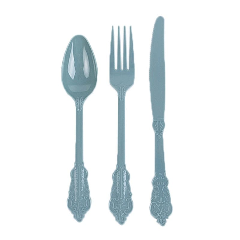 72 Disposable Plastic Cutlery Baroque Style Spoons Forks and Knives Set