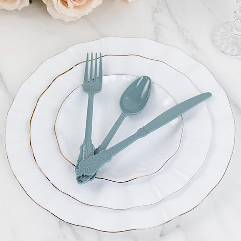 72 Disposable Plastic Cutlery Baroque Style Spoons Forks and Knives Set