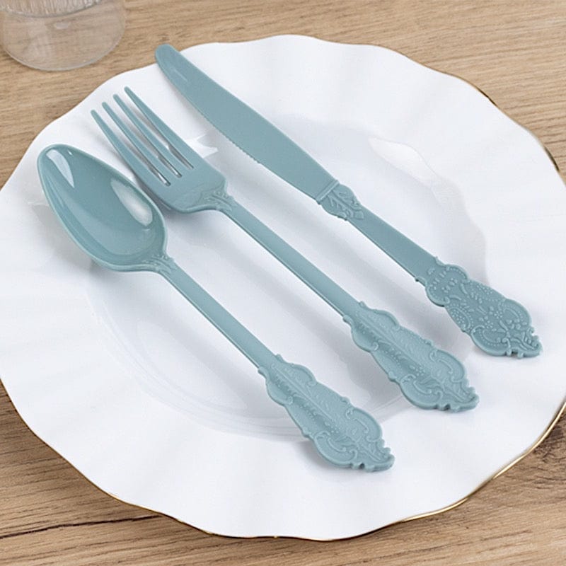 72 Disposable Plastic Cutlery Baroque Style Spoons Forks and Knives Set