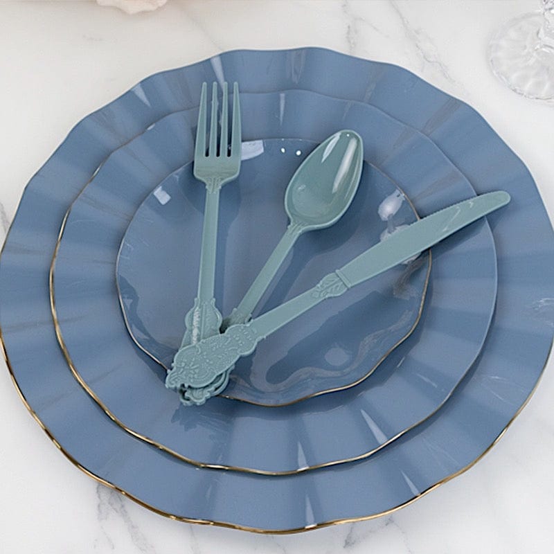 72 Disposable Plastic Cutlery Baroque Style Spoons Forks and Knives Set