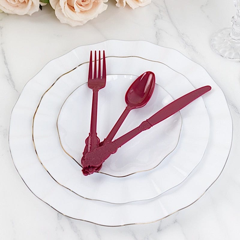 72 Disposable Plastic Cutlery Baroque Style Spoons Forks and Knives Set