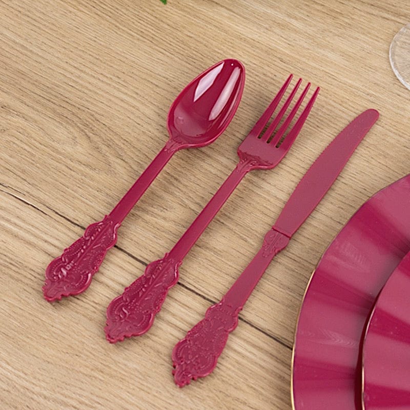 72 Disposable Plastic Cutlery Baroque Style Spoons Forks and Knives Set