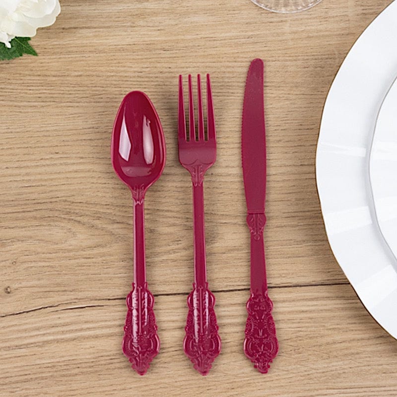 72 Disposable Plastic Cutlery Baroque Style Spoons Forks and Knives Set