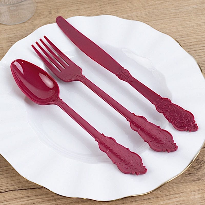 72 Disposable Plastic Cutlery Baroque Style Spoons Forks and Knives Set