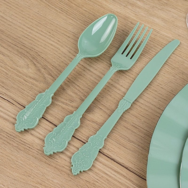 72 Disposable Plastic Cutlery Baroque Style Spoons Forks and Knives Set