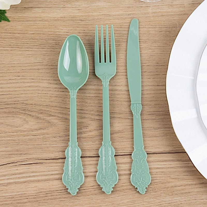 72 Disposable Plastic Cutlery Baroque Style Spoons Forks and Knives Set