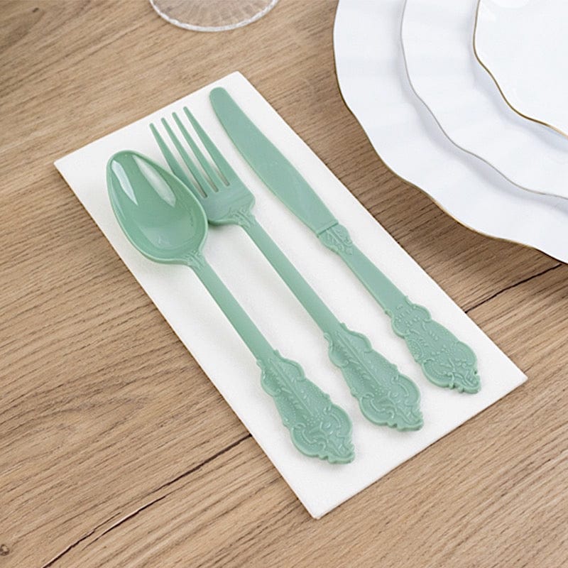 72 Disposable Plastic Cutlery Baroque Style Spoons Forks and Knives Set