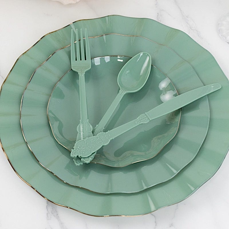 72 Disposable Plastic Cutlery Baroque Style Spoons Forks and Knives Set