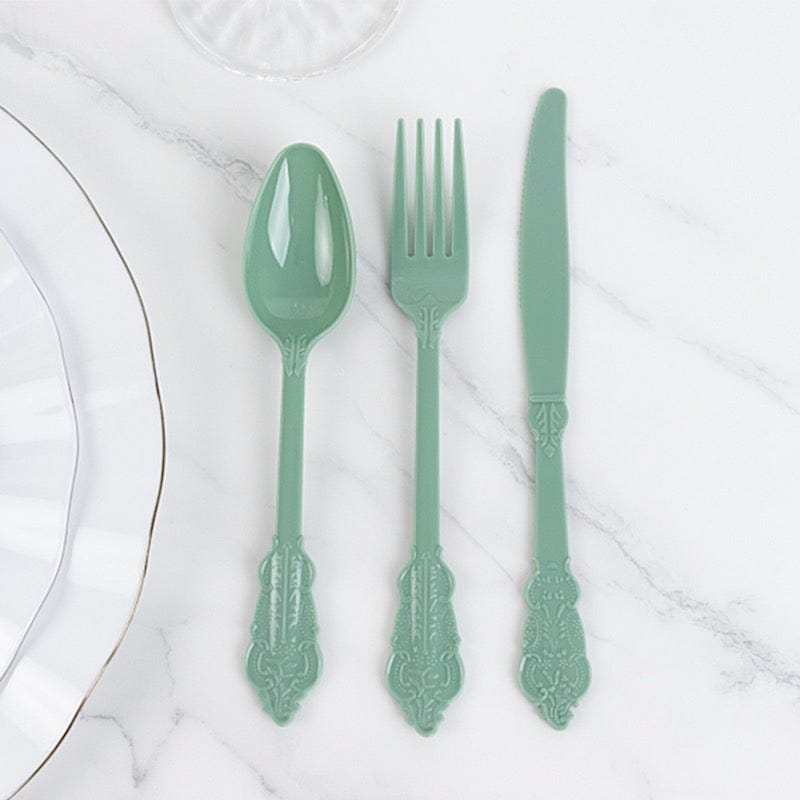 72 Disposable Plastic Cutlery Baroque Style Spoons Forks and Knives Set