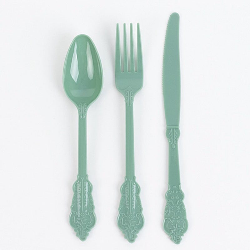 72 Disposable Plastic Cutlery Baroque Style Spoons Forks and Knives Set