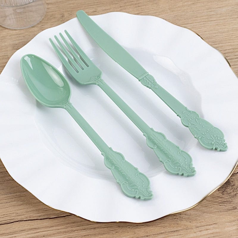 72 Disposable Plastic Cutlery Baroque Style Spoons Forks and Knives Set