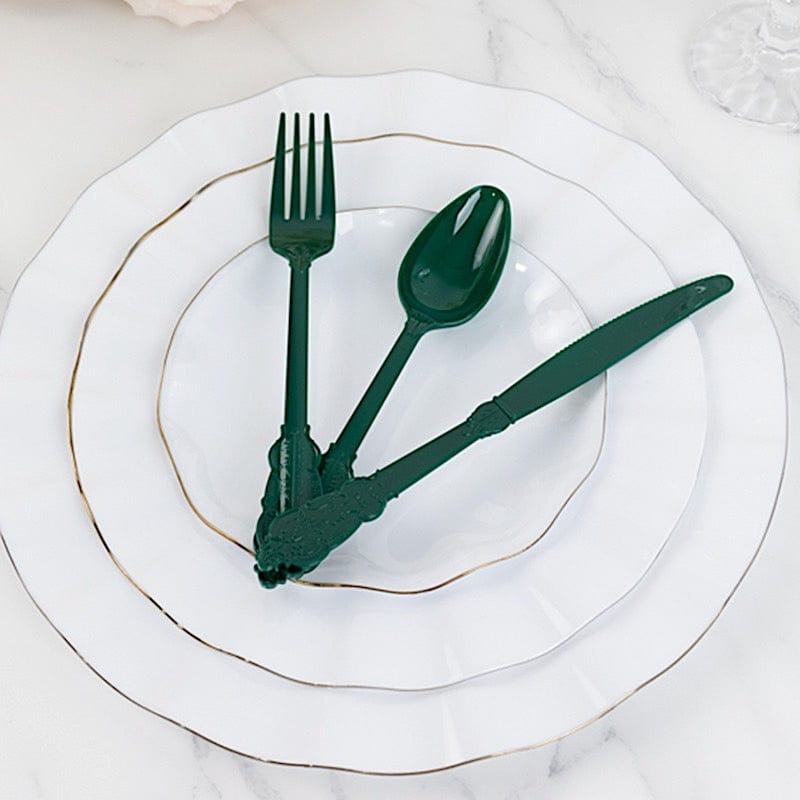 72 Disposable Plastic Cutlery Baroque Style Spoons Forks and Knives Set