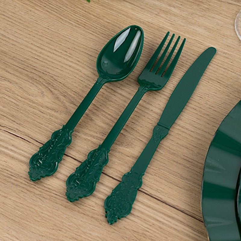 72 Disposable Plastic Cutlery Baroque Style Spoons Forks and Knives Set