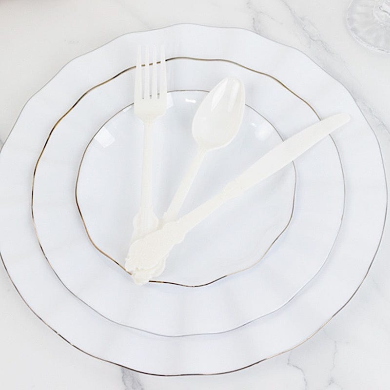 72 Disposable Plastic Cutlery Baroque Style Spoons Forks and Knives Set