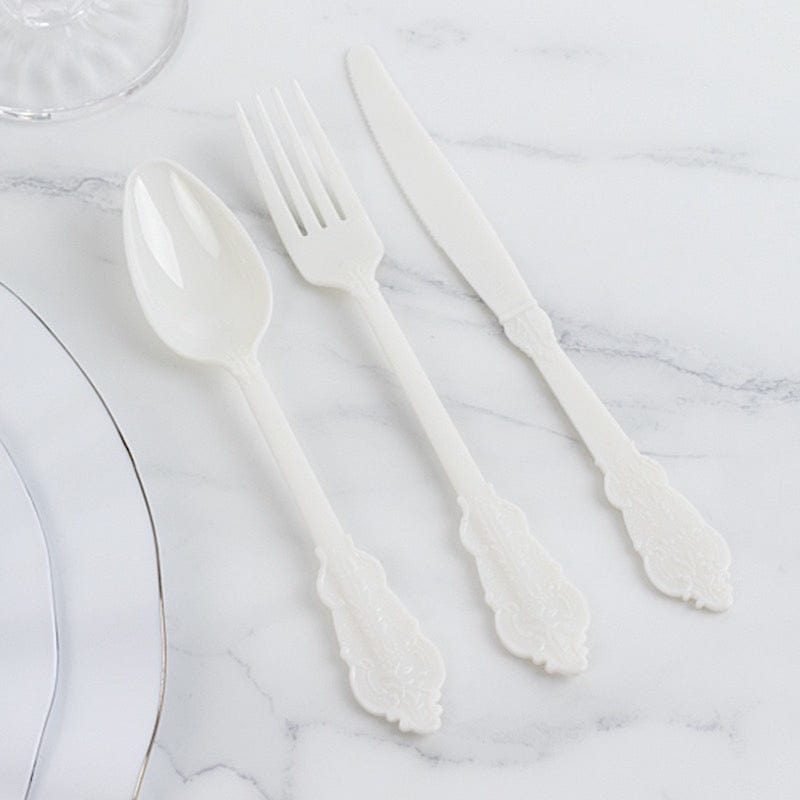 72 Disposable Plastic Cutlery Baroque Style Spoons Forks and Knives Set