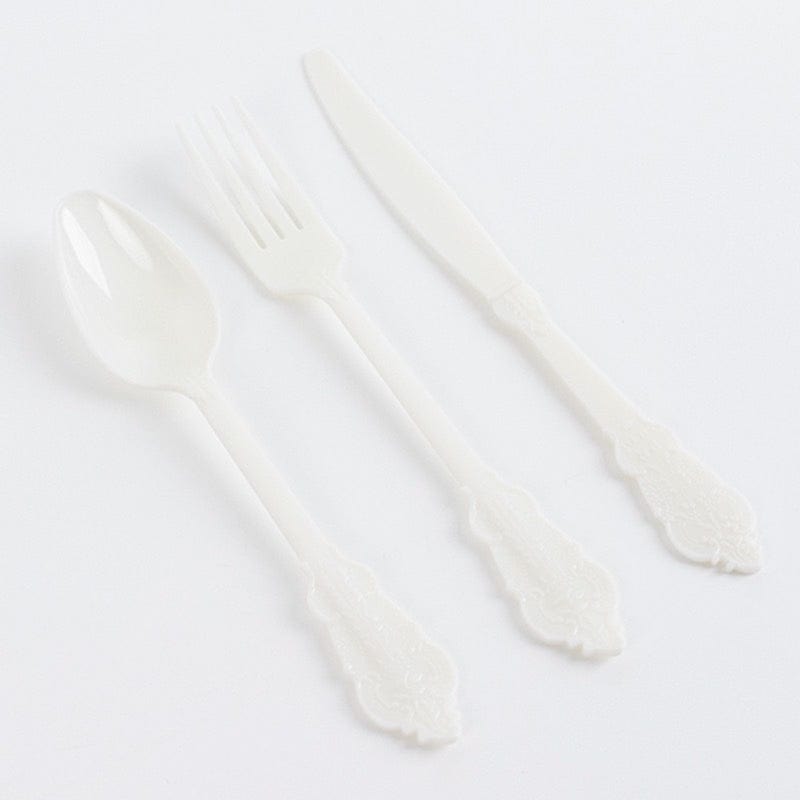72 Disposable Plastic Cutlery Baroque Style Spoons Forks and Knives Set