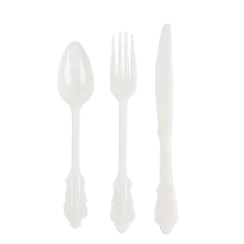 72 Disposable Plastic Cutlery Baroque Style Spoons Forks and Knives Set