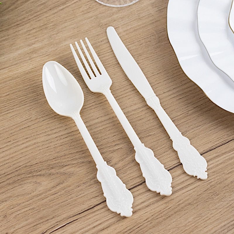 72 Disposable Plastic Cutlery Baroque Style Spoons Forks and Knives Set