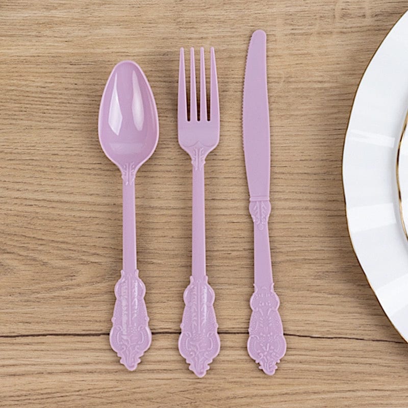 72 Disposable Plastic Cutlery Baroque Style Spoons Forks and Knives Set
