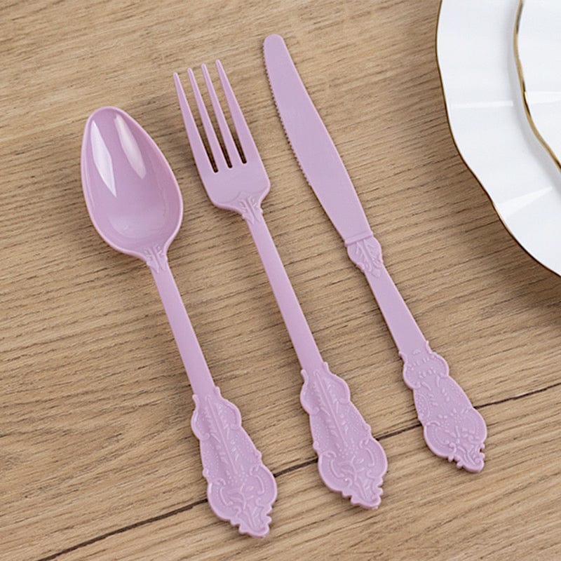 72 Disposable Plastic Cutlery Baroque Style Spoons Forks and Knives Set