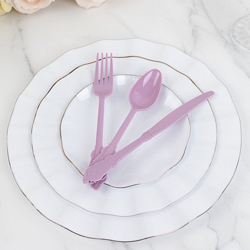 72 Disposable Plastic Cutlery Baroque Style Spoons Forks and Knives Set