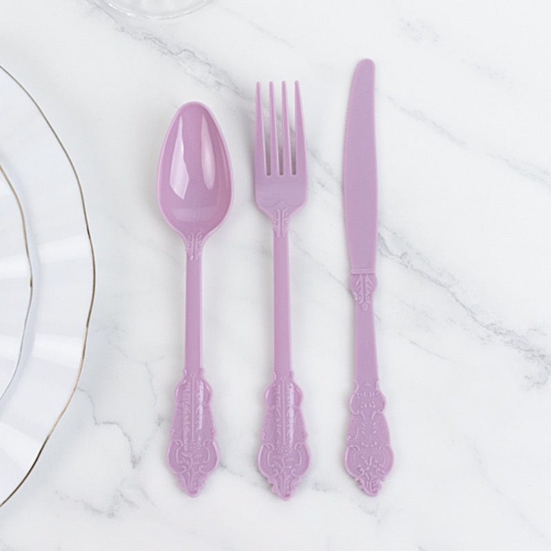 72 Disposable Plastic Cutlery Baroque Style Spoons Forks and Knives Set