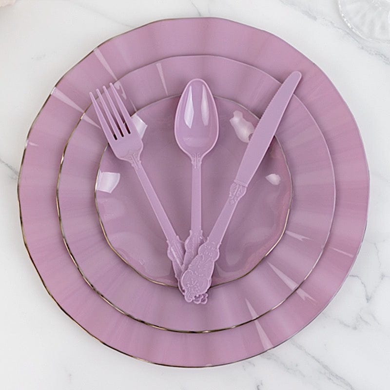 72 Disposable Plastic Cutlery Baroque Style Spoons Forks and Knives Set