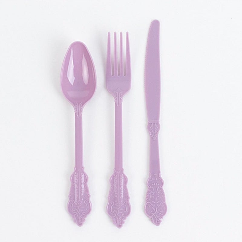72 Disposable Plastic Cutlery Baroque Style Spoons Forks and Knives Set