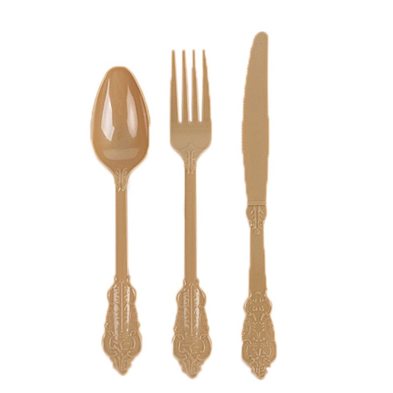 72 Disposable Plastic Cutlery Baroque Style Spoons Forks and Knives Set