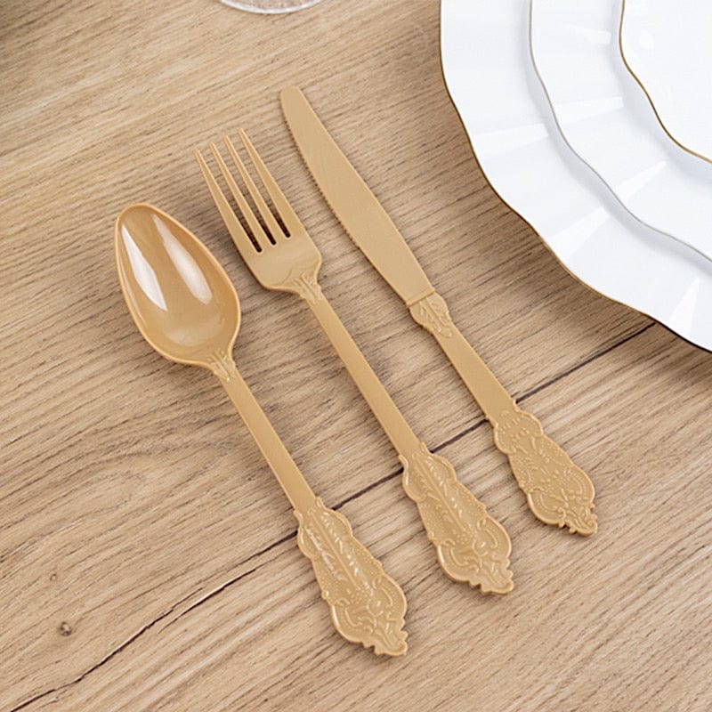 72 Disposable Plastic Cutlery Baroque Style Spoons Forks and Knives Set