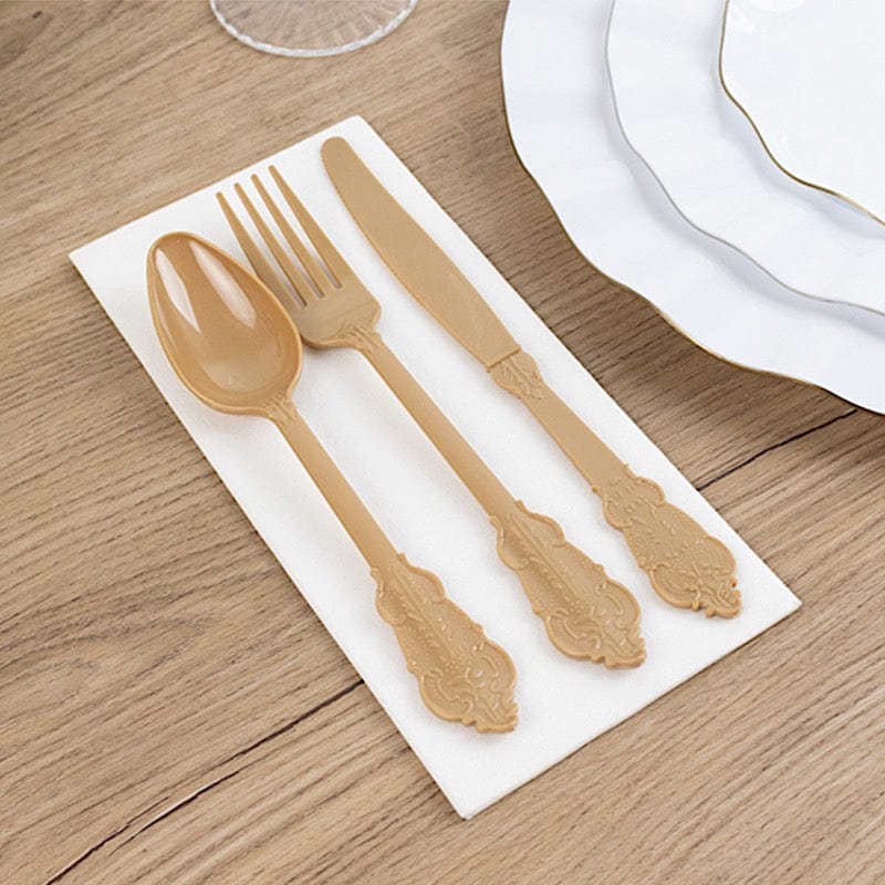 72 Disposable Plastic Cutlery Baroque Style Spoons Forks and Knives Set