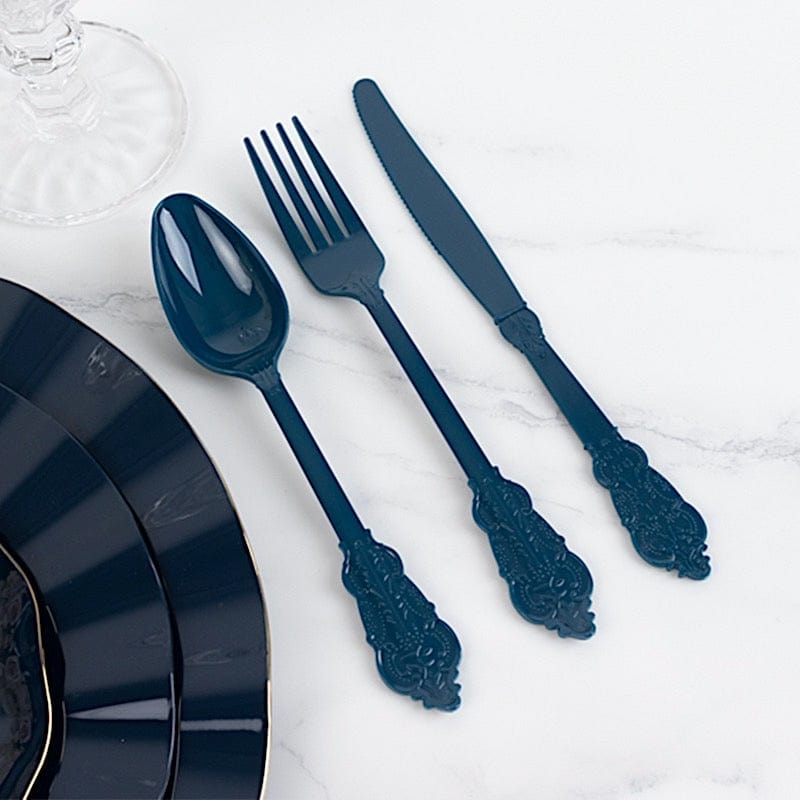 72 Disposable Plastic Cutlery Baroque Style Spoons Forks and Knives Set