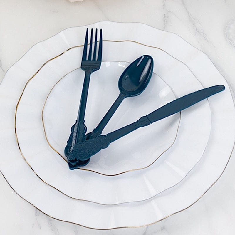 72 Disposable Plastic Cutlery Baroque Style Spoons Forks and Knives Set