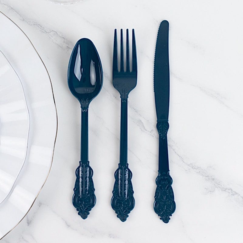 72 Disposable Plastic Cutlery Baroque Style Spoons Forks and Knives Set